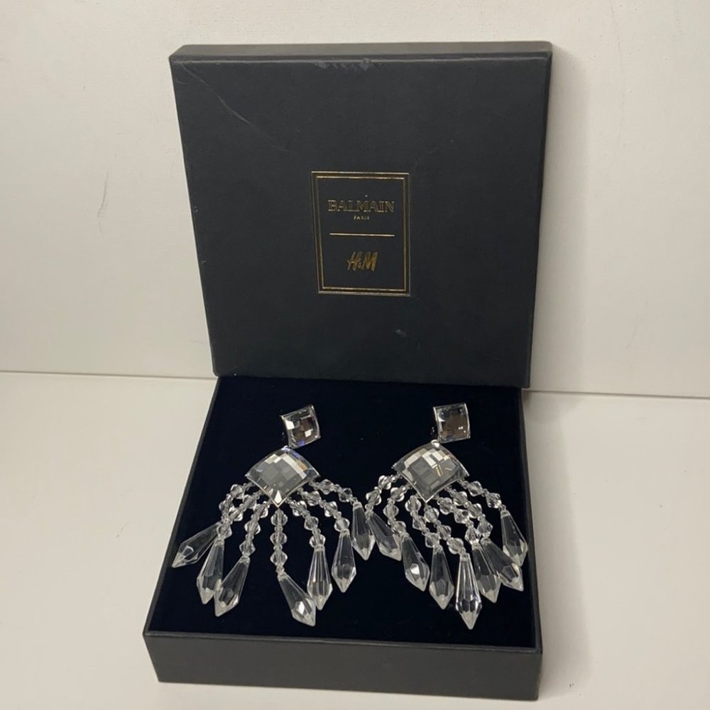 H&M Balmain white earrings
